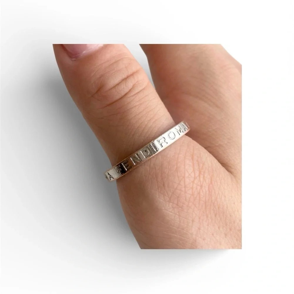 Fendi Roma Silver Metallic Engraved Band